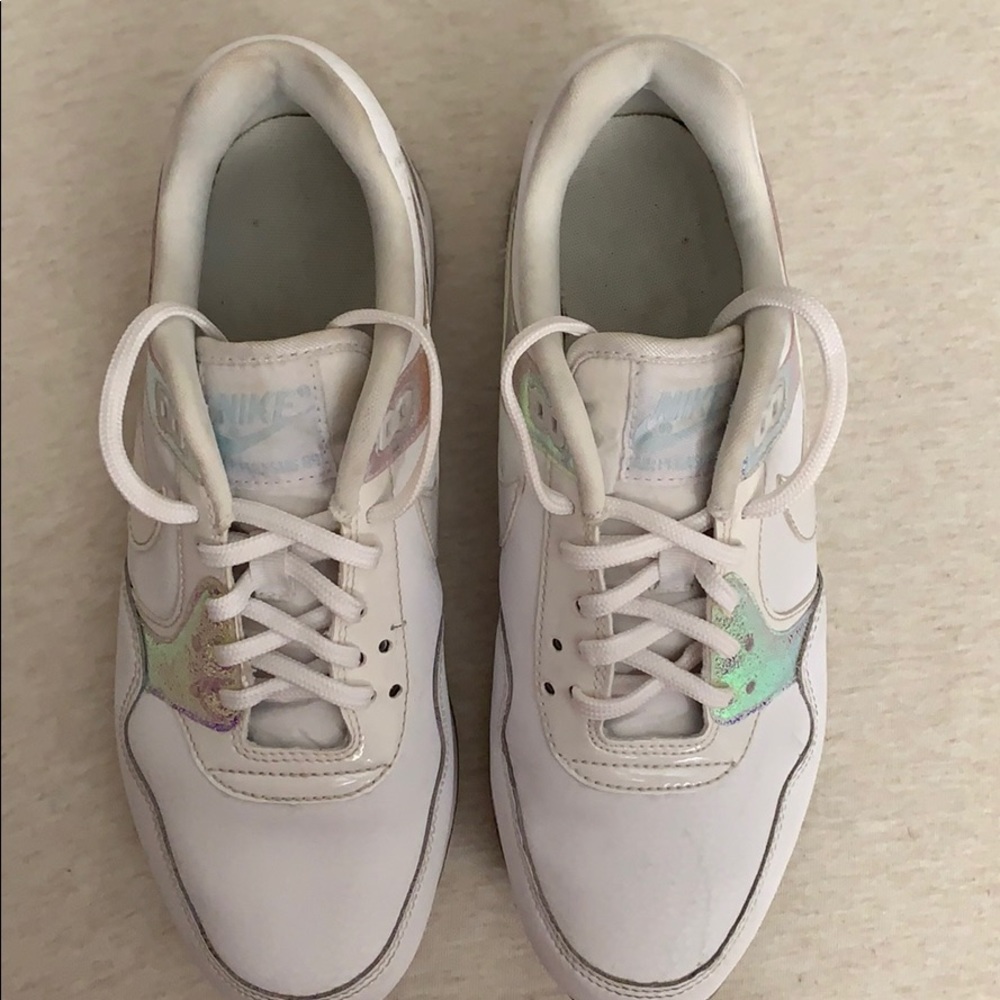 White athletic shoes.